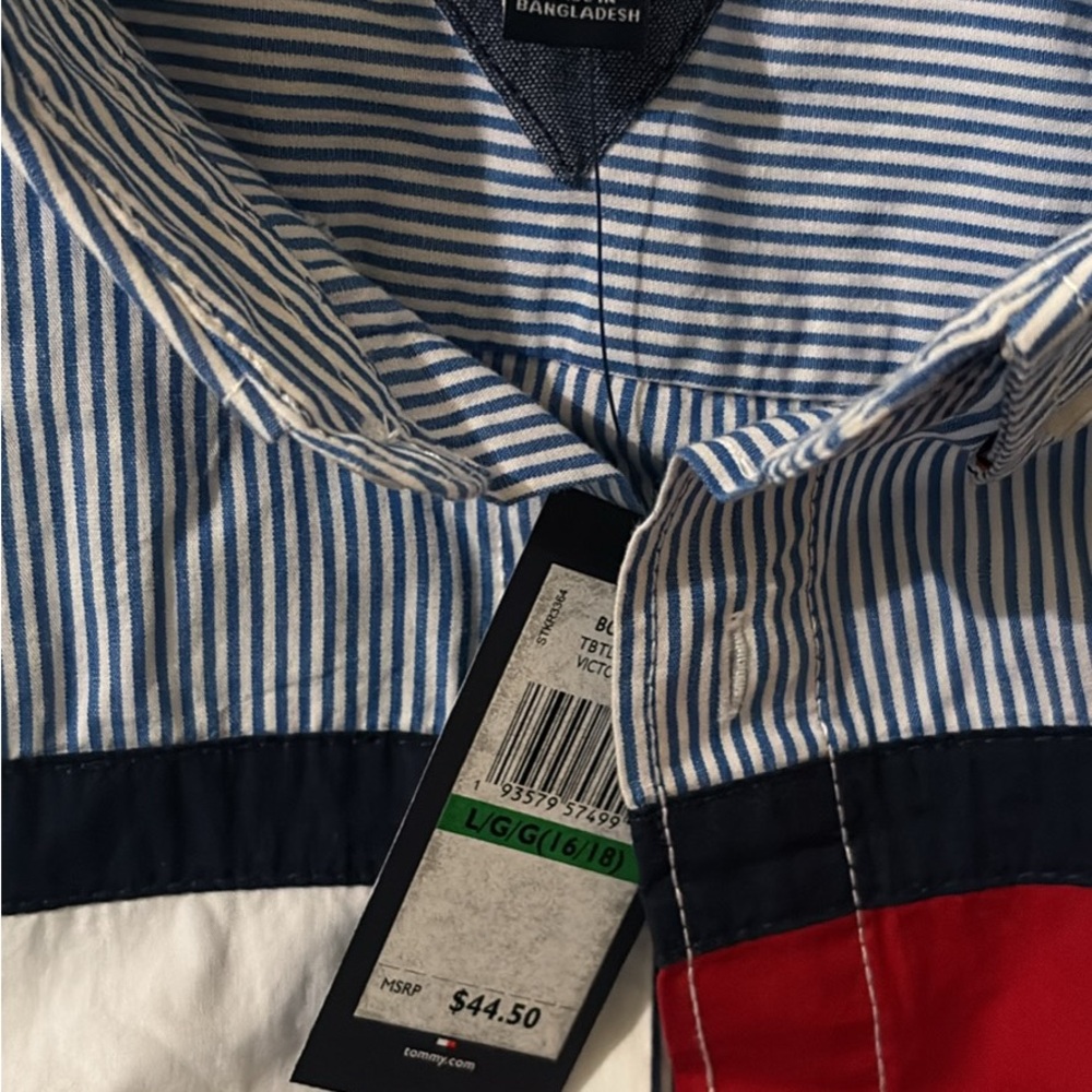 Men's Striped Blue and Red Shirt